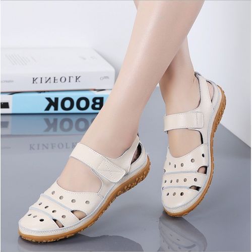 Women's Flat Hollow Sandal Casual Shoes Velcro Hole Shoes