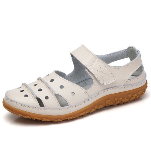 Women's Flat Hollow Sandal Casual Shoes Velcro Hole Shoes