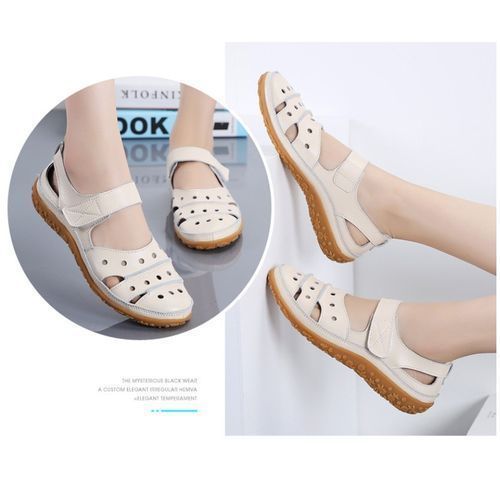 Women's Flat Hollow Sandal Casual Shoes Velcro Hole Shoes