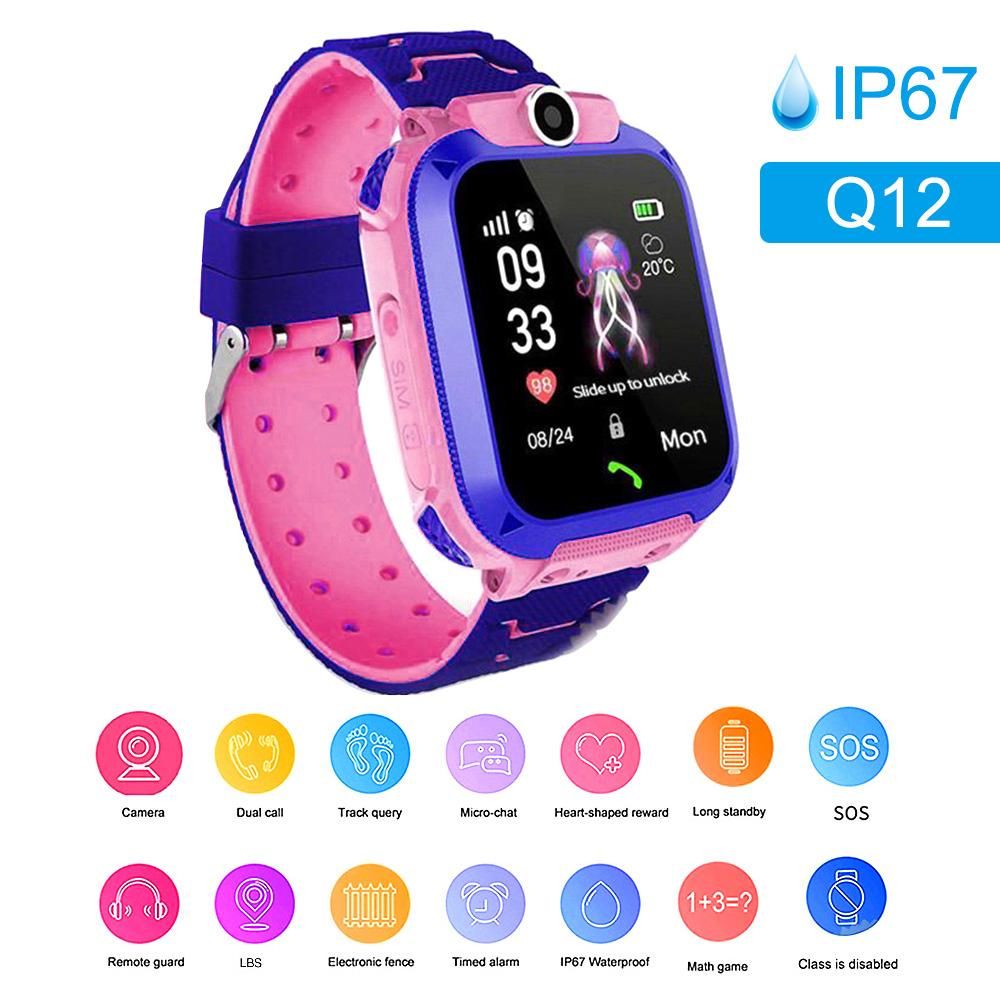 Q12 Kids Intelligent Watch IP67 Waterproof Touch-screen SOS Phone Call Device Location Tracker Anti-lost Watches