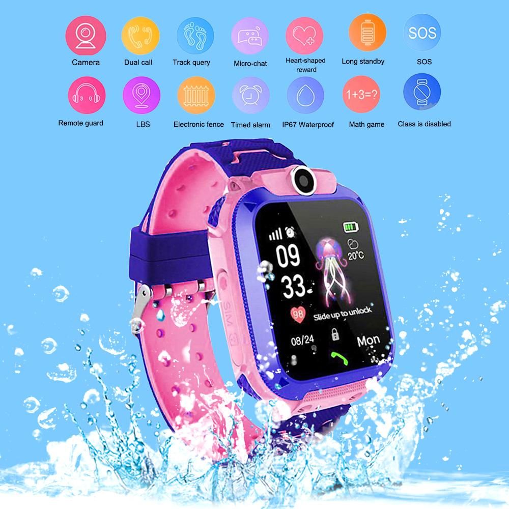 Q12 Kids Intelligent Watch IP67 Waterproof Touch-screen SOS Phone Call Device Location Tracker Anti-lost Watches