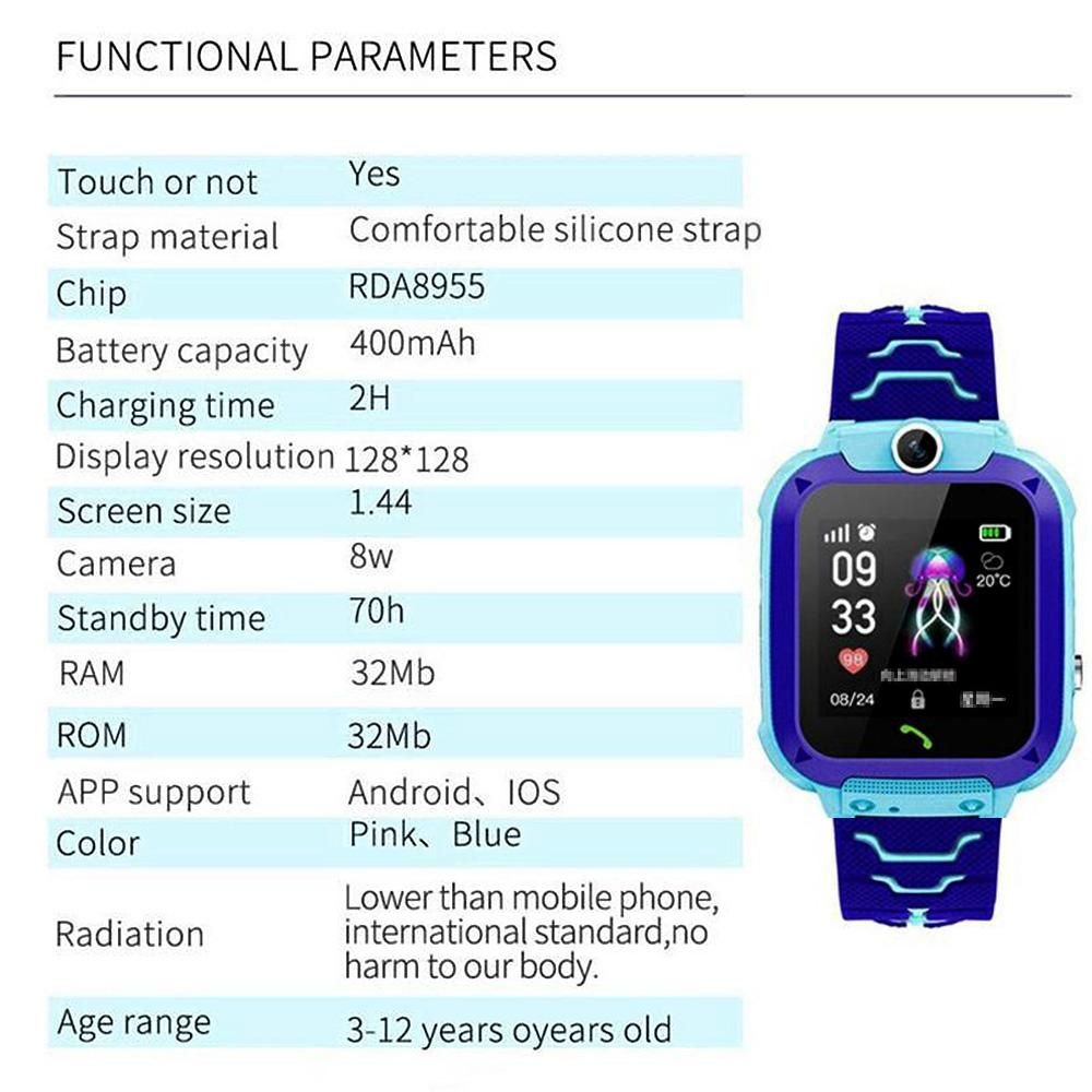 Q12 Kids Intelligent Watch IP67 Waterproof Touch-screen SOS Phone Call Device Location Tracker Anti-lost Watches
