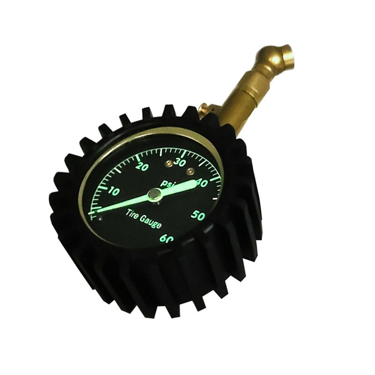 0-60psi Tire Pressure Gauge Heavy Duty Air Pressure Gauge with Large 2 Inch Easy to Read Glow Dial, Low - High Tire Gauge for Car, SUV & Truck Tires