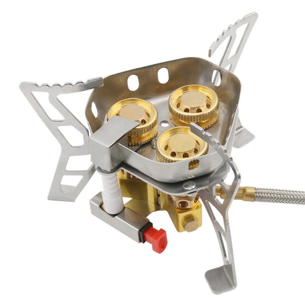 3-Core Camping Stove 6800W High Power Gases Burner Windproof Backpacking Stove with Adjustable Valve for Outdoor Cooking Camping Picnic Hiking