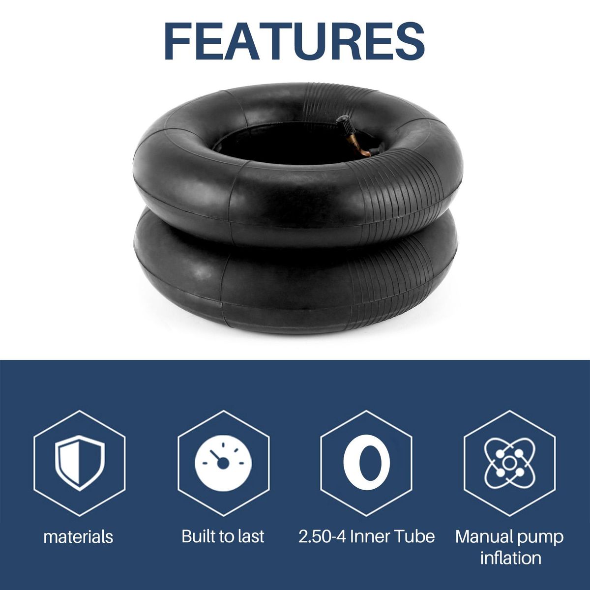 2 Pack 2.80/2.50-4 inch Inner Tube with TR87 Bent Valve Stem for Scooters, Lawn Mowers, Wheelbarrows, Hand Trucks