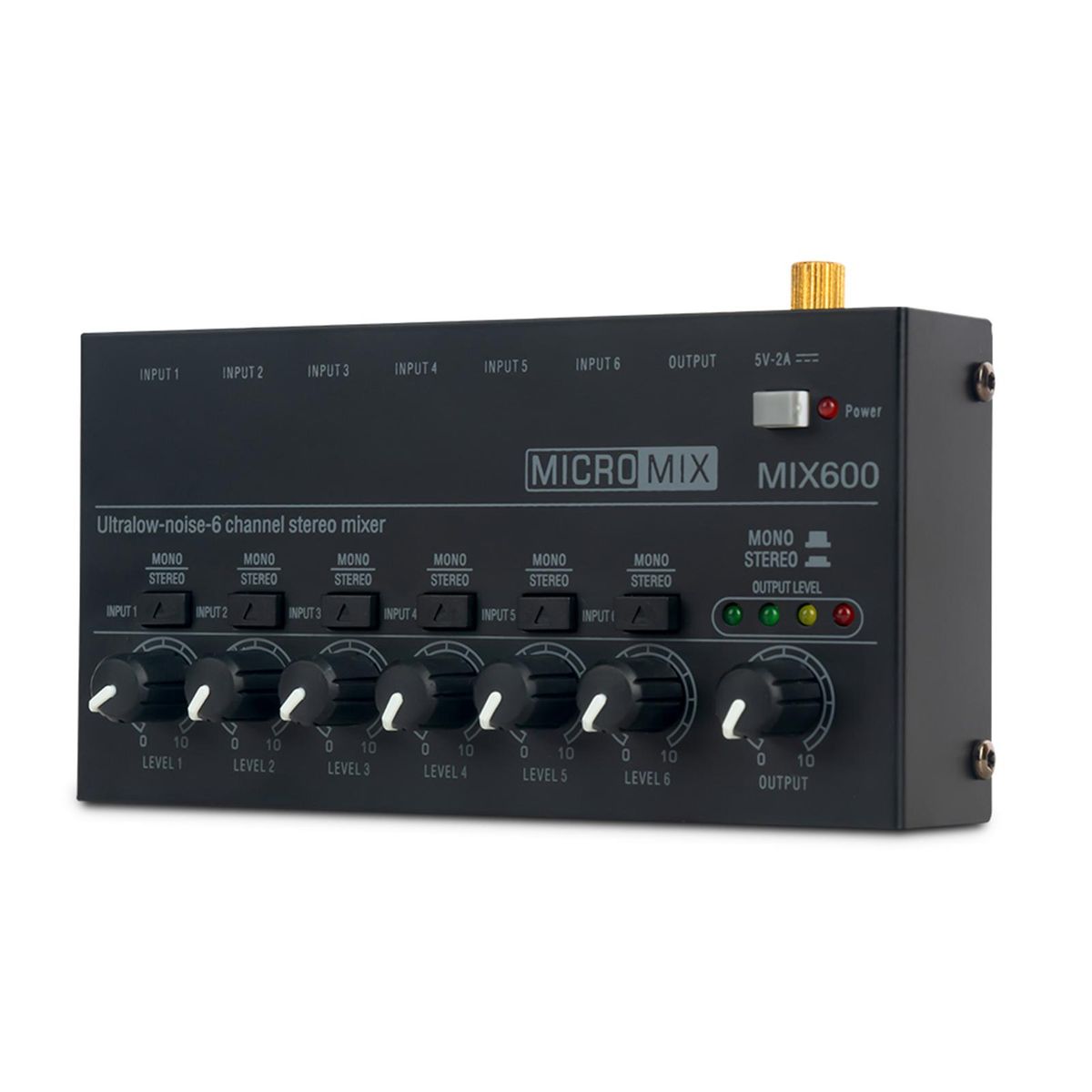 Mini Audio Mixer Stereo Line Mixer for Sub-Mixing Ultra Low-Noise 6-Channel for Guitars Bass Keyboards or Stage Mixer Extension