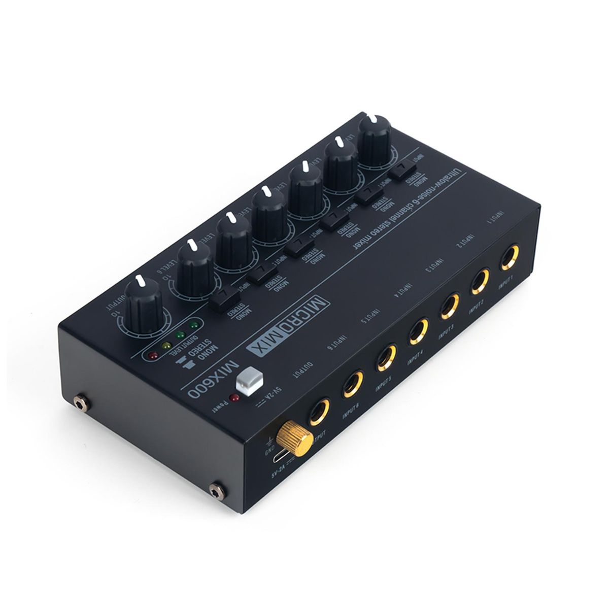 Mini Audio Mixer Stereo Line Mixer for Sub-Mixing Ultra Low-Noise 6-Channel for Guitars Bass Keyboards or Stage Mixer Extension