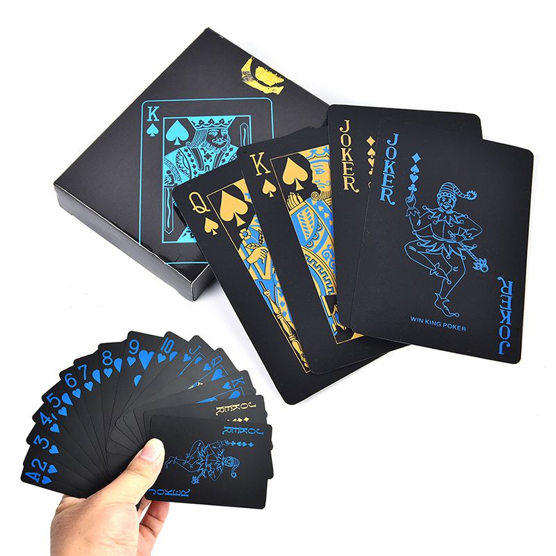 55pcs/set Plastic Pvc Poker Waterproof Black Playing Cards