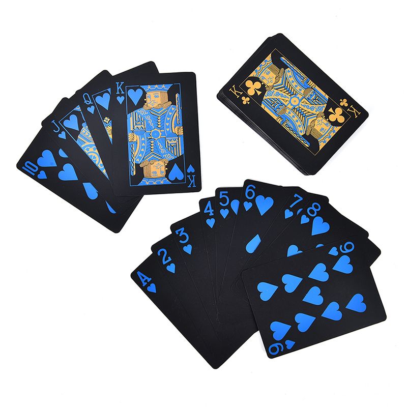 55pcs/set Plastic Pvc Poker Waterproof Black Playing Cards