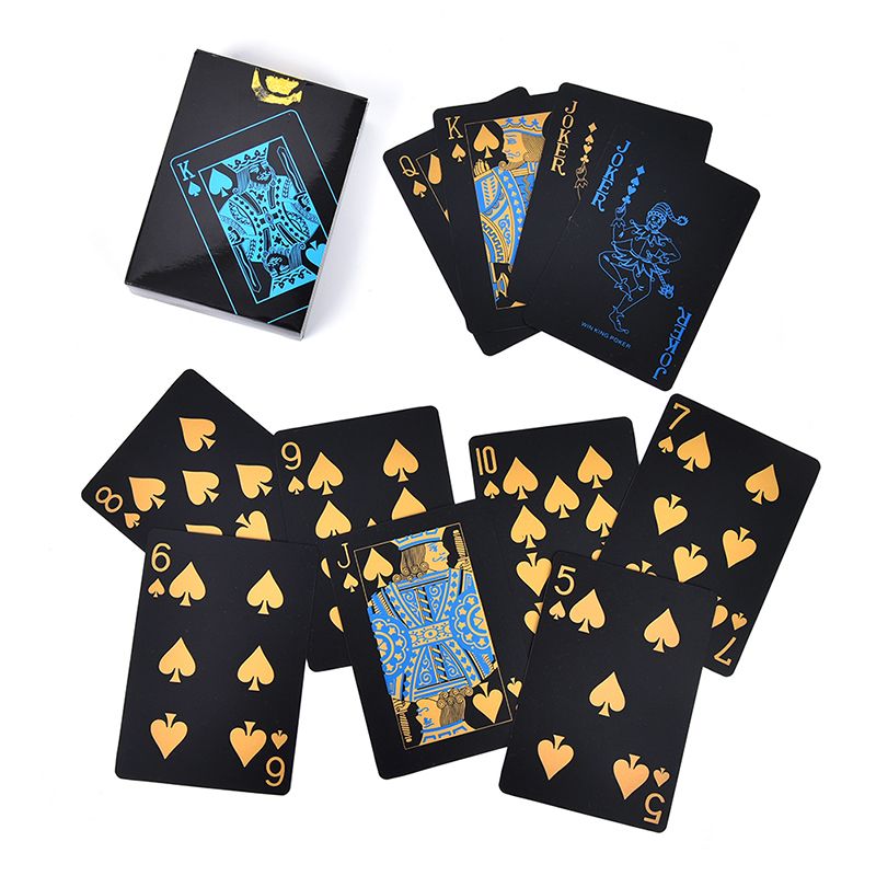 55pcs/set Plastic Pvc Poker Waterproof Black Playing Cards
