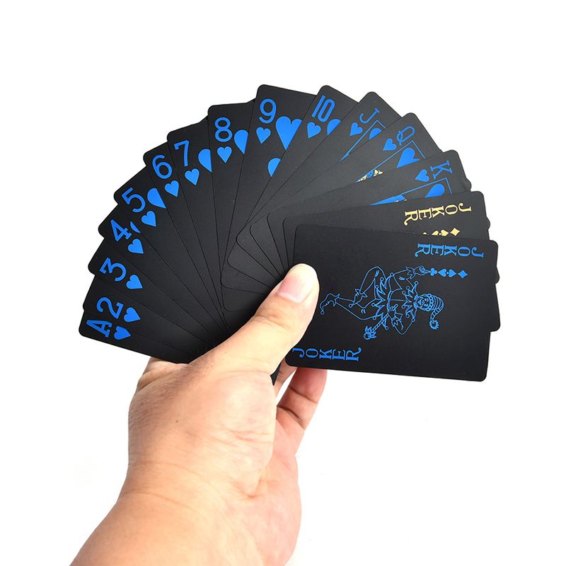 55pcs/set Plastic Pvc Poker Waterproof Black Playing Cards