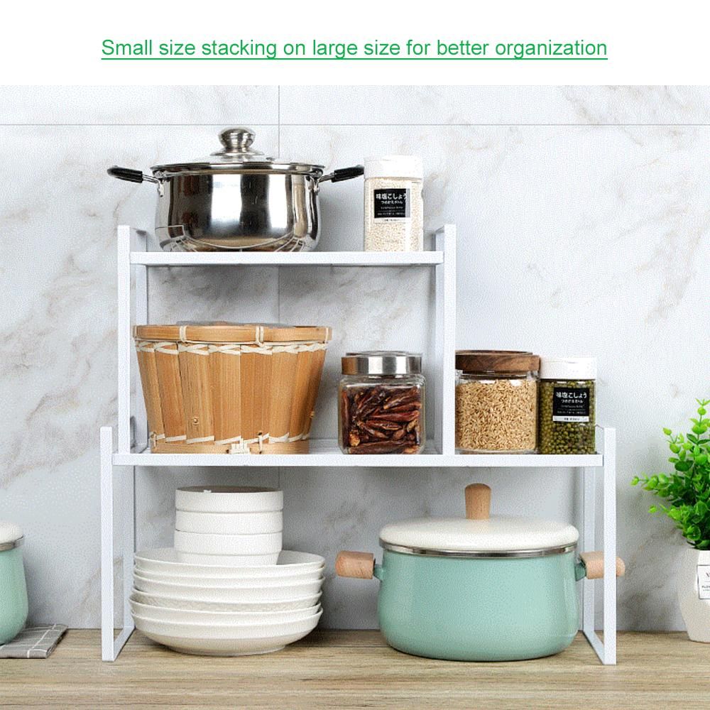 Storage Shelf Organizer Kitchen Cabinet and Counter Shelf Organizer Heavy-Duty Multifunctional Organization Rack