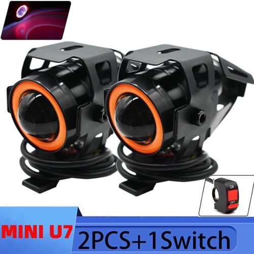 12Pcs U7 LED Motorcycle Angel Eyes Headlight DRL Spotlights