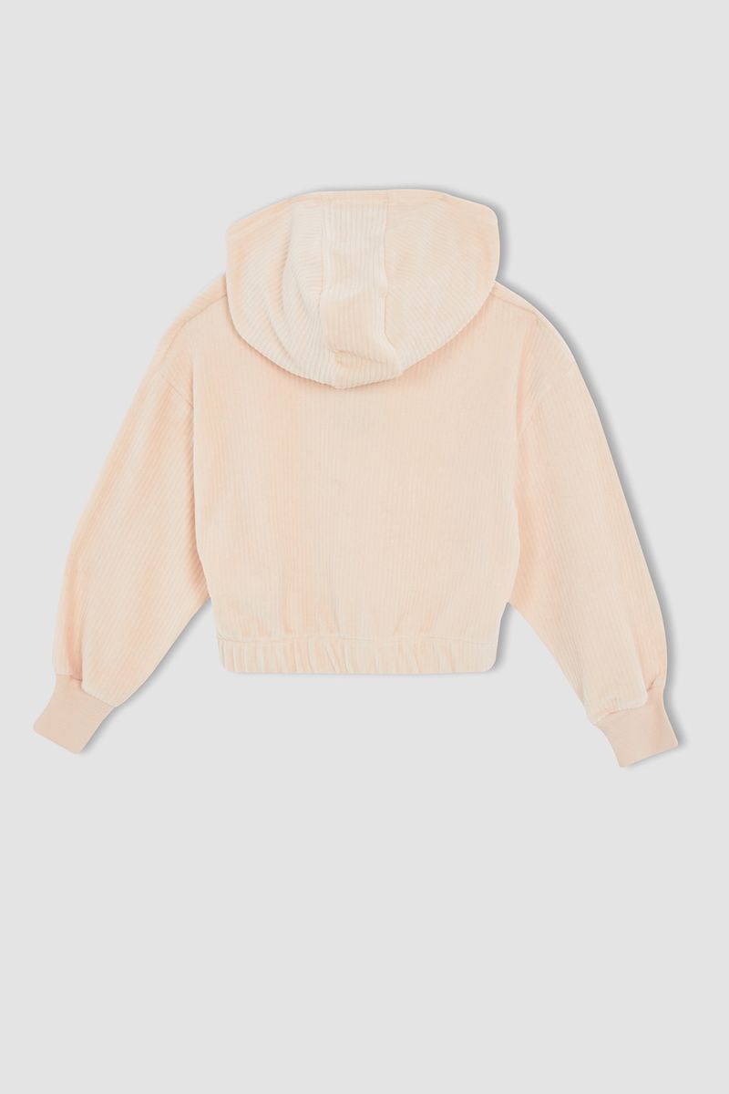 Girl - Relax Fit Hooded Knitted Sweat Shirt - Orange