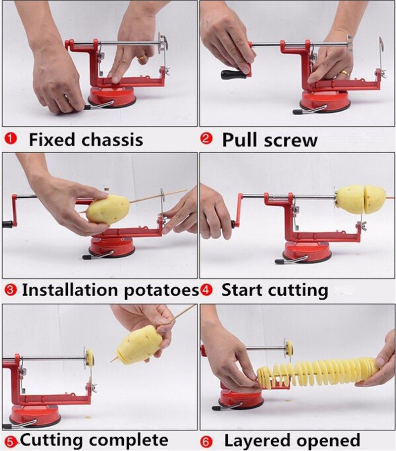 1 Pc Potato Twister Potato Slicer Stainless Steel Kitchen Accessories Tornado Slicer Manual Cutter Spiral Chips JIN