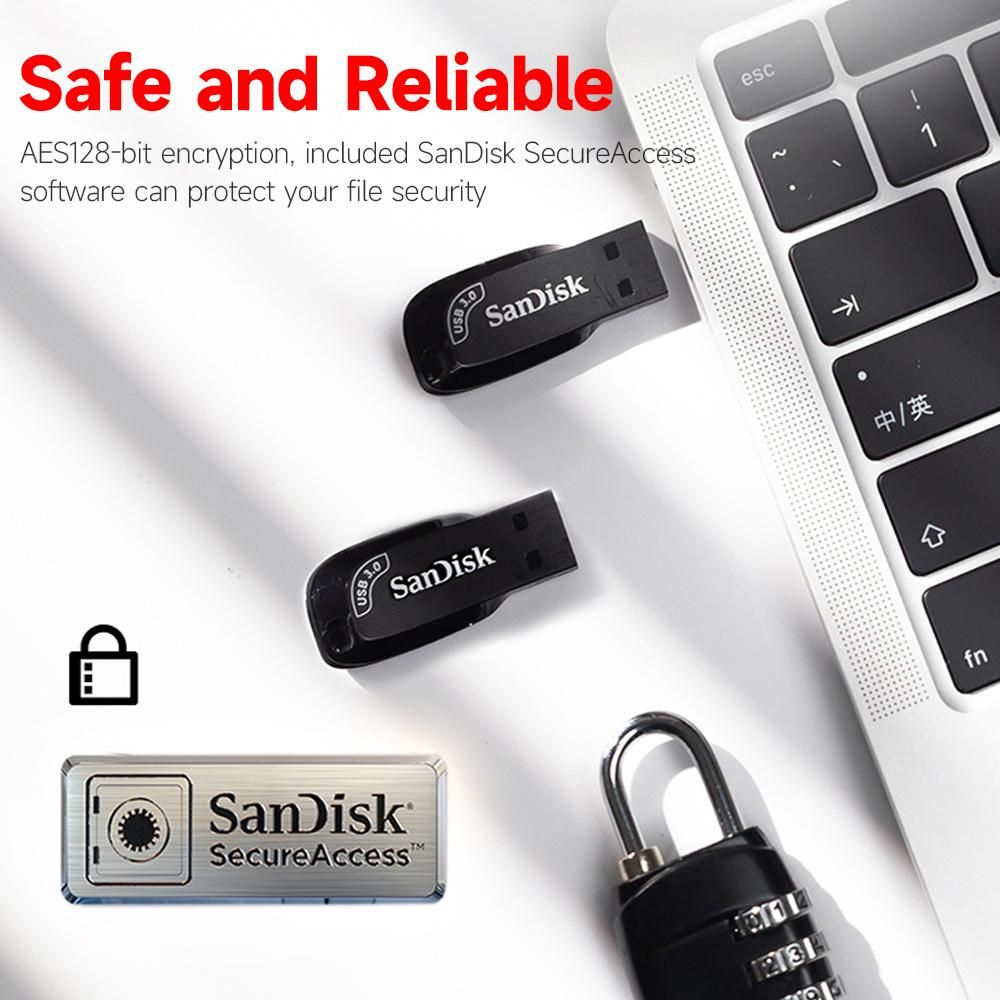 SanDisk CZ410 256GB USB3.0 U Disk High-speed USB Flash Drive up to 100MB/s Read Speed AES128-bit Encryption Portable U Disk