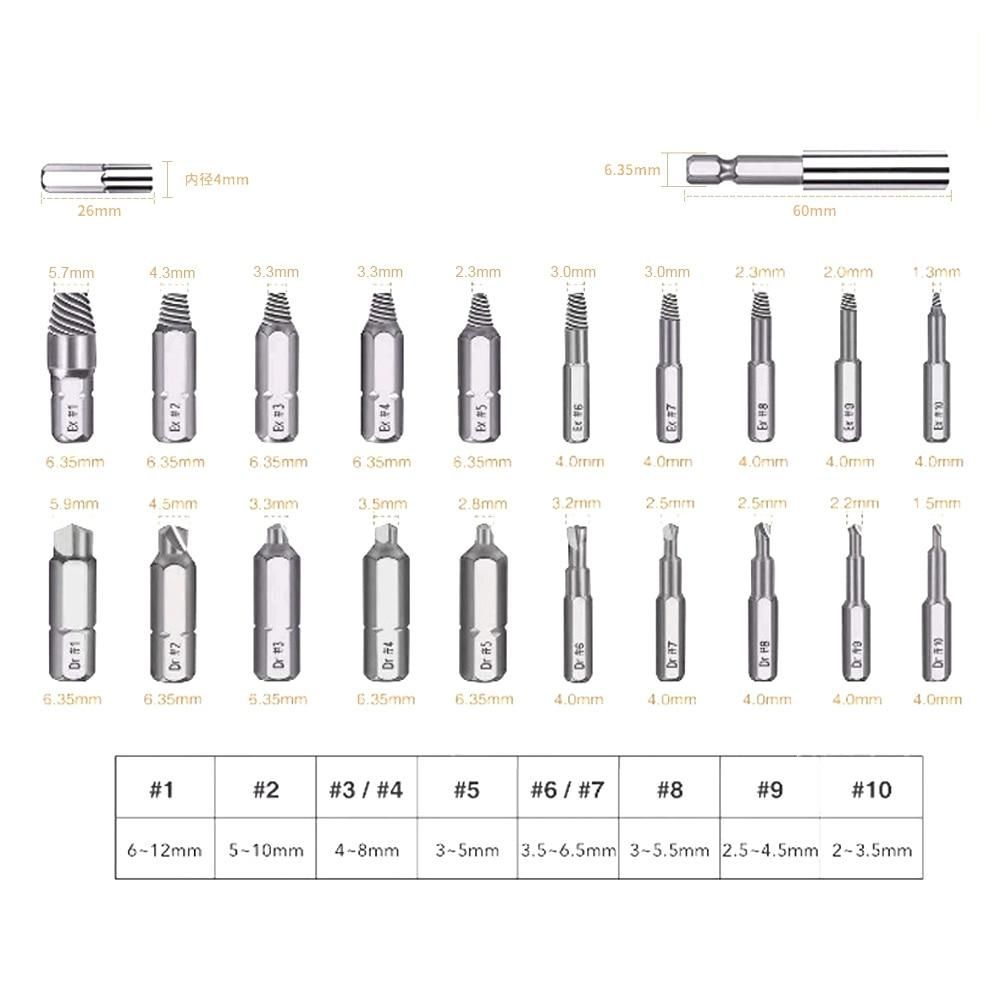 Damaged Screw Extractor Remover Drill Bit Set Disassemble Screws Bolt Stud Slip Teeth Demolish Stripped Broken Remover Tools