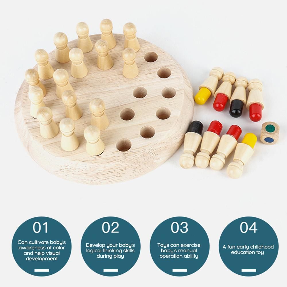 Wooden Memory Stick Chess Game Kids Fun Block Board Game Educational Color Cognitive Family Toys