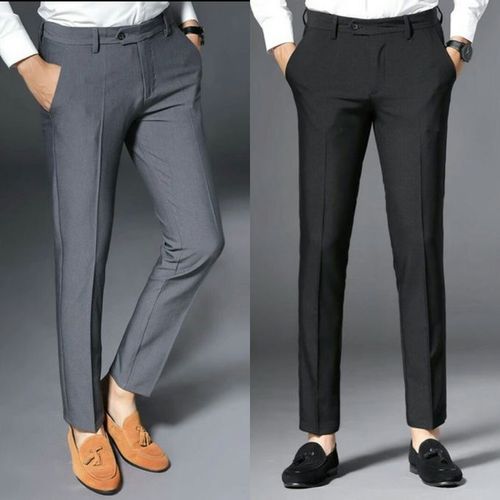 Two-In-One Classic Suit Trousers For Men- Black+Ash Color