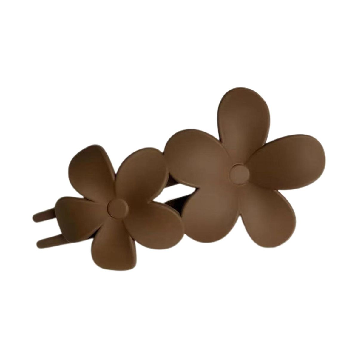 Hair Clip Women Matte Flower Decor Hair Claw Coffee
