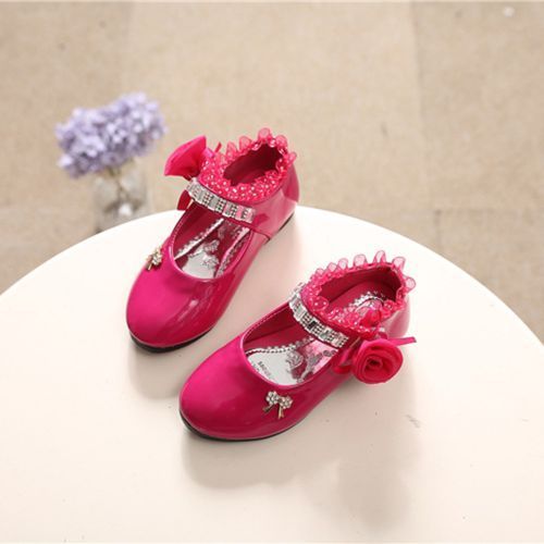 Medium Large Children's Shoes Female Baby Kids Princess Casual Shoes Rose Red