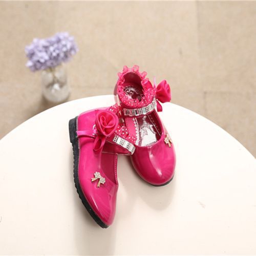 Medium Large Children's Shoes Female Baby Kids Princess Casual Shoes Rose Red