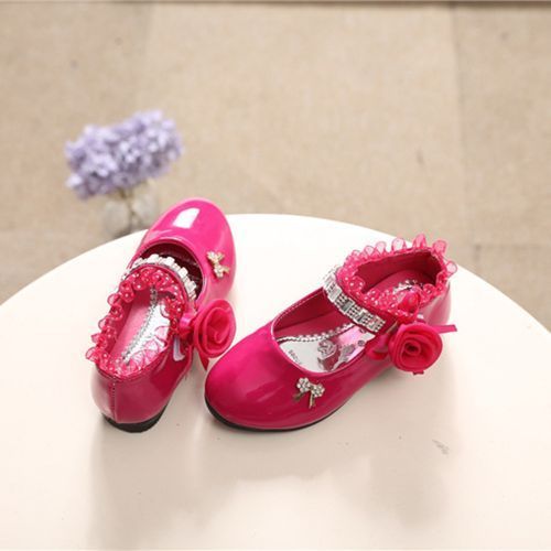 Medium Large Children's Shoes Female Baby Kids Princess Casual Shoes Rose Red