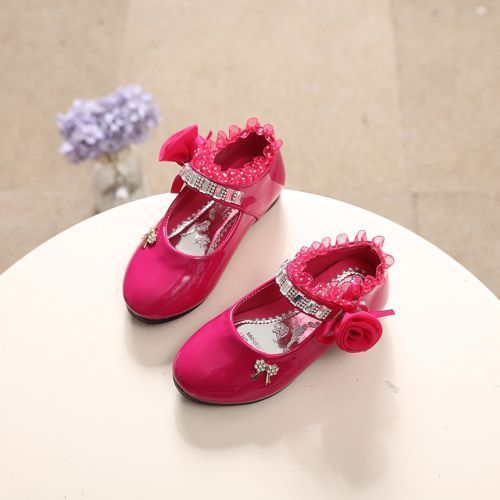 Medium Large Children's Shoes Female Baby Kids Princess Casual Shoes Rose Red