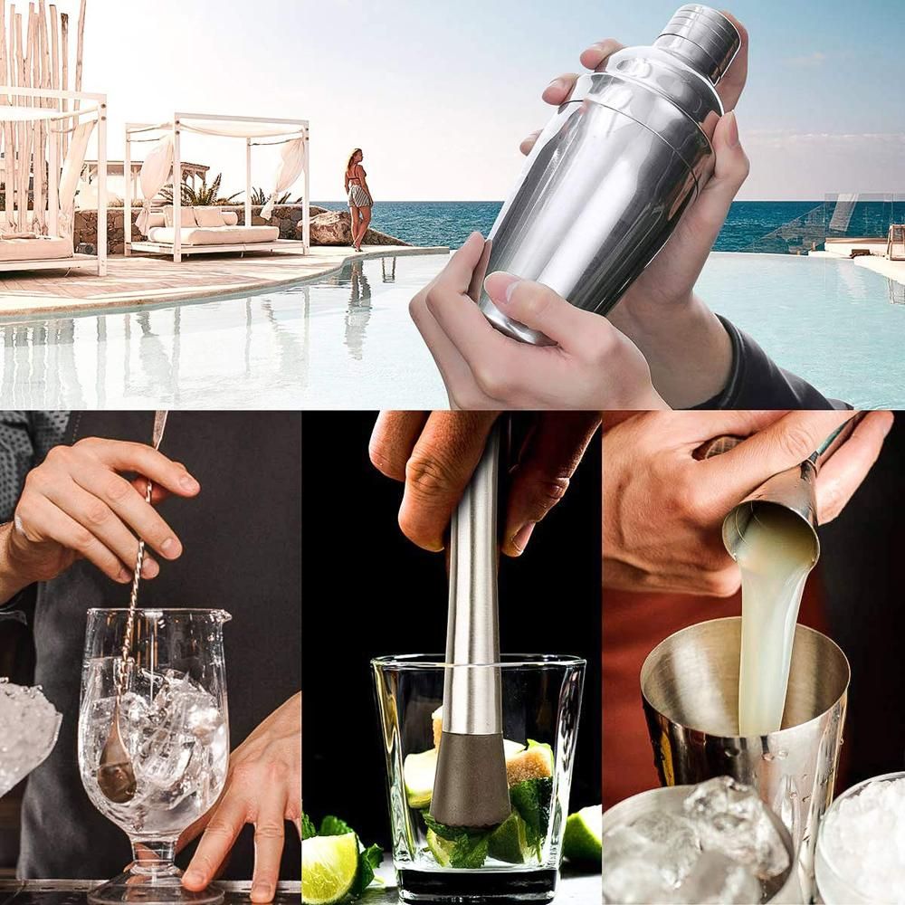 22pcs Bar Cocktail Set Boston Shaker Drink Making Kit Stainless Mixer Making Gift