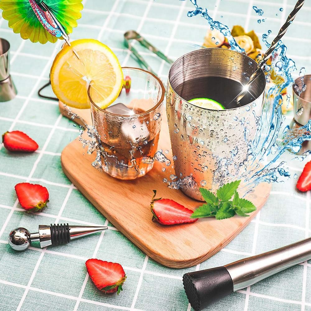 22pcs Bar Cocktail Set Boston Shaker Drink Making Kit Stainless Mixer Making Gift