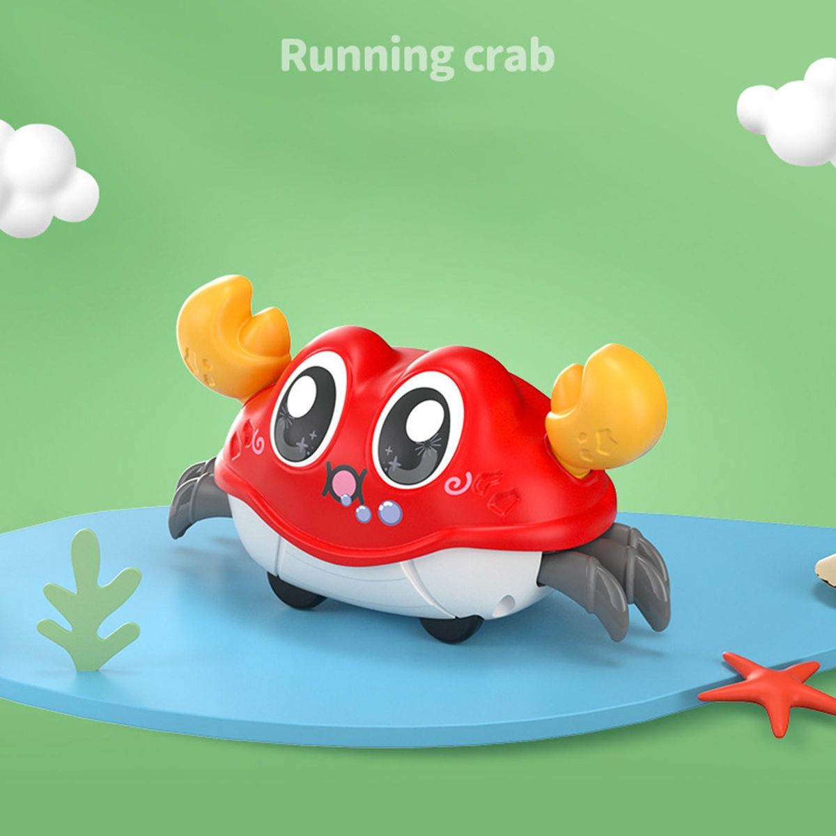 Pull Back Toy Crawling Cartoon Crab Boys Girls Toy Red