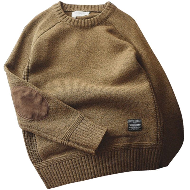 Men's Sweater Winter O Neck Pullover Fashion Designer-Camel