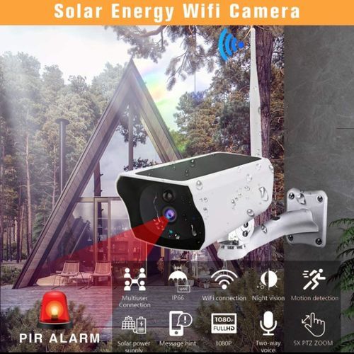 Wireless CCTV Security Camera Solar Wifi HD 1080P Outdoor / Indoor  IP Camera