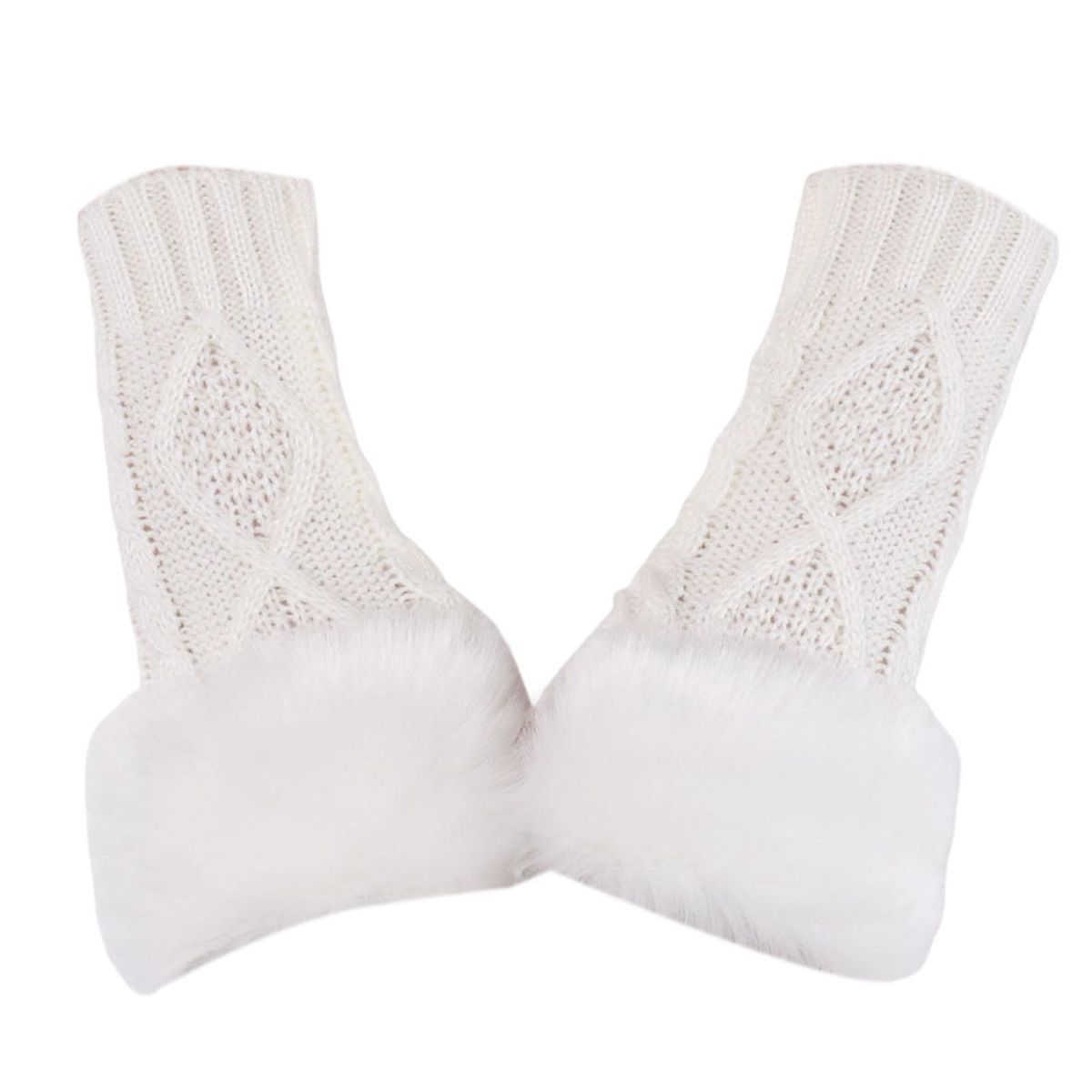 1 Pair Female Long Lady Arm Sleeves Mittens White