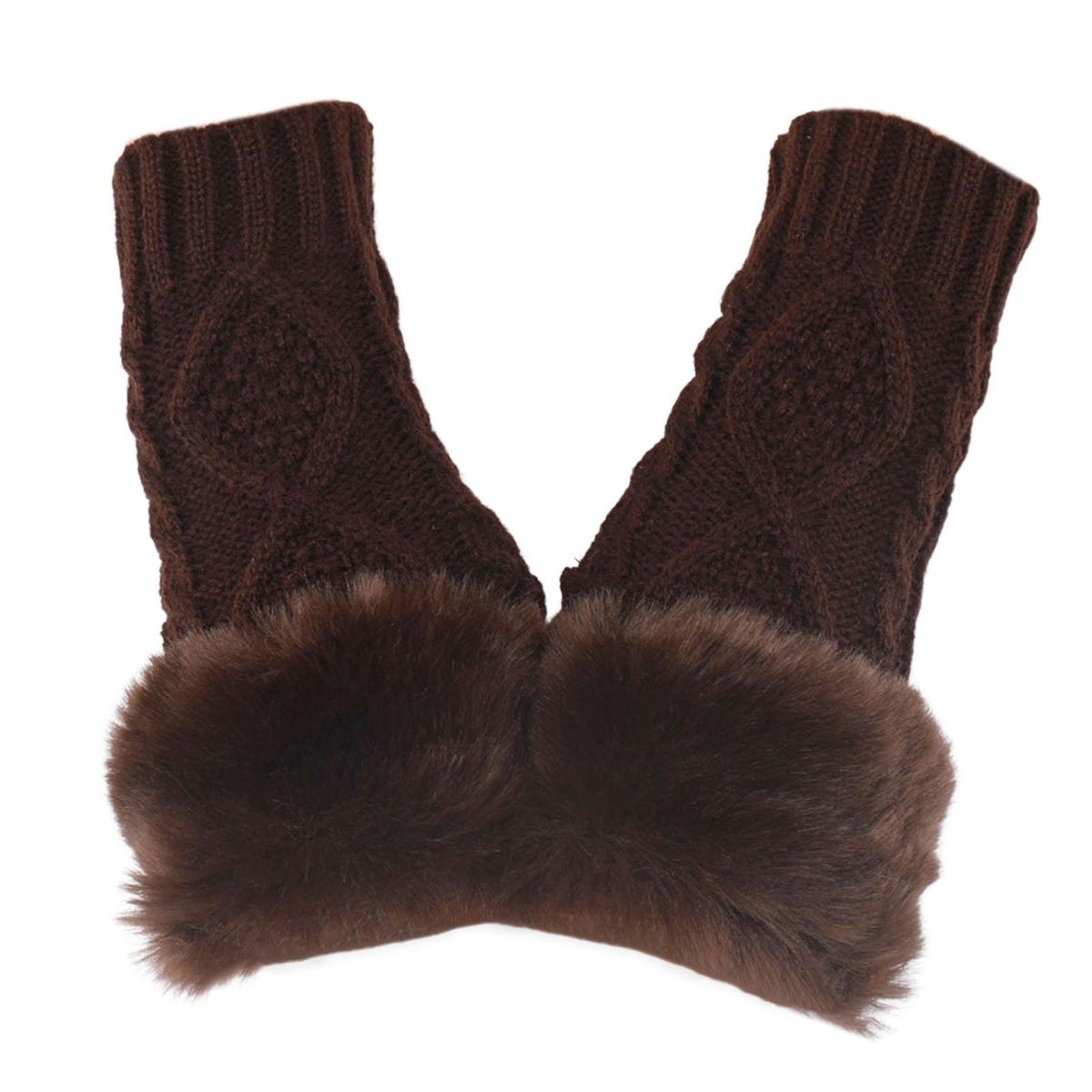 1 Pair Female Long Lady Arm Sleeves Mittens Coffee