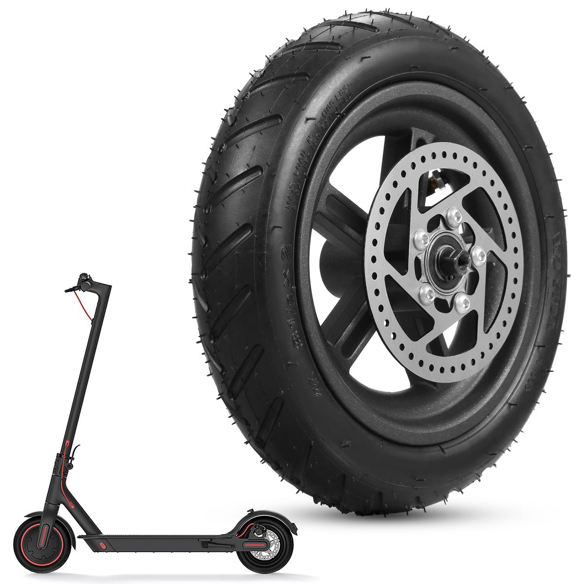 Electric Scooter Rear Tire With Wheel Hub Disc Brake Set 8.5