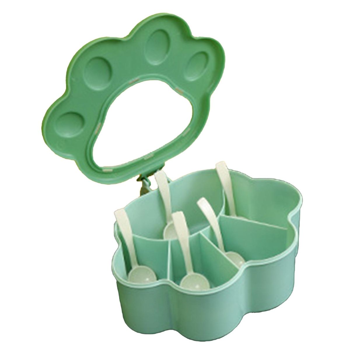 1 Set Condiment Container 5 Grids Spice Storage Jar Seasoning Box Green