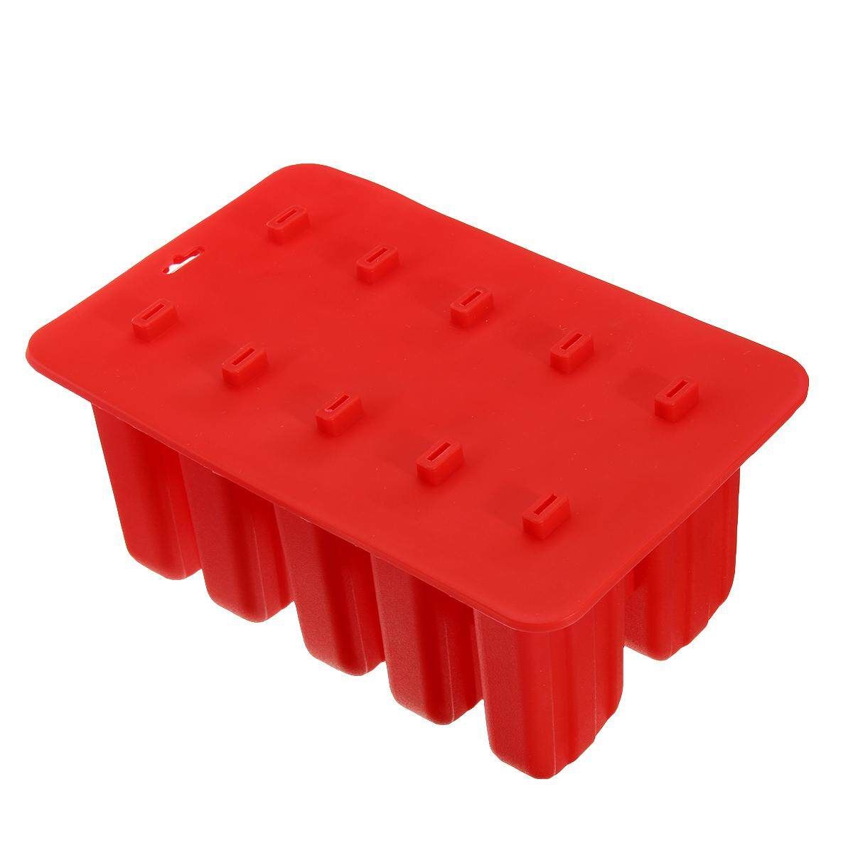 10 Cells Frozen Ice Lolly Juice Maker Mold Mould Popsicle Yogurt Ice Red