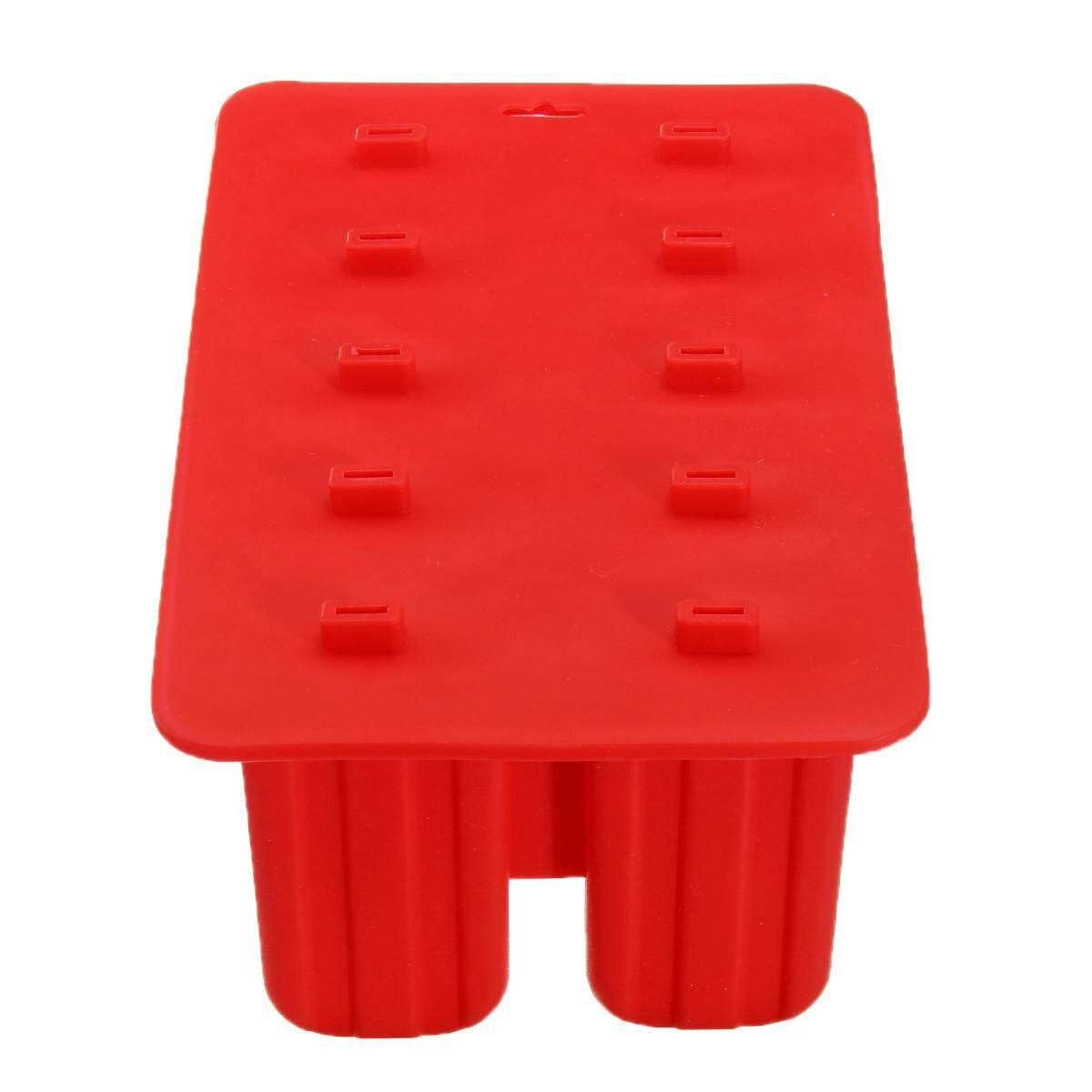 10 Cells Frozen Ice Lolly Juice Maker Mold Mould Popsicle Yogurt Ice Red
