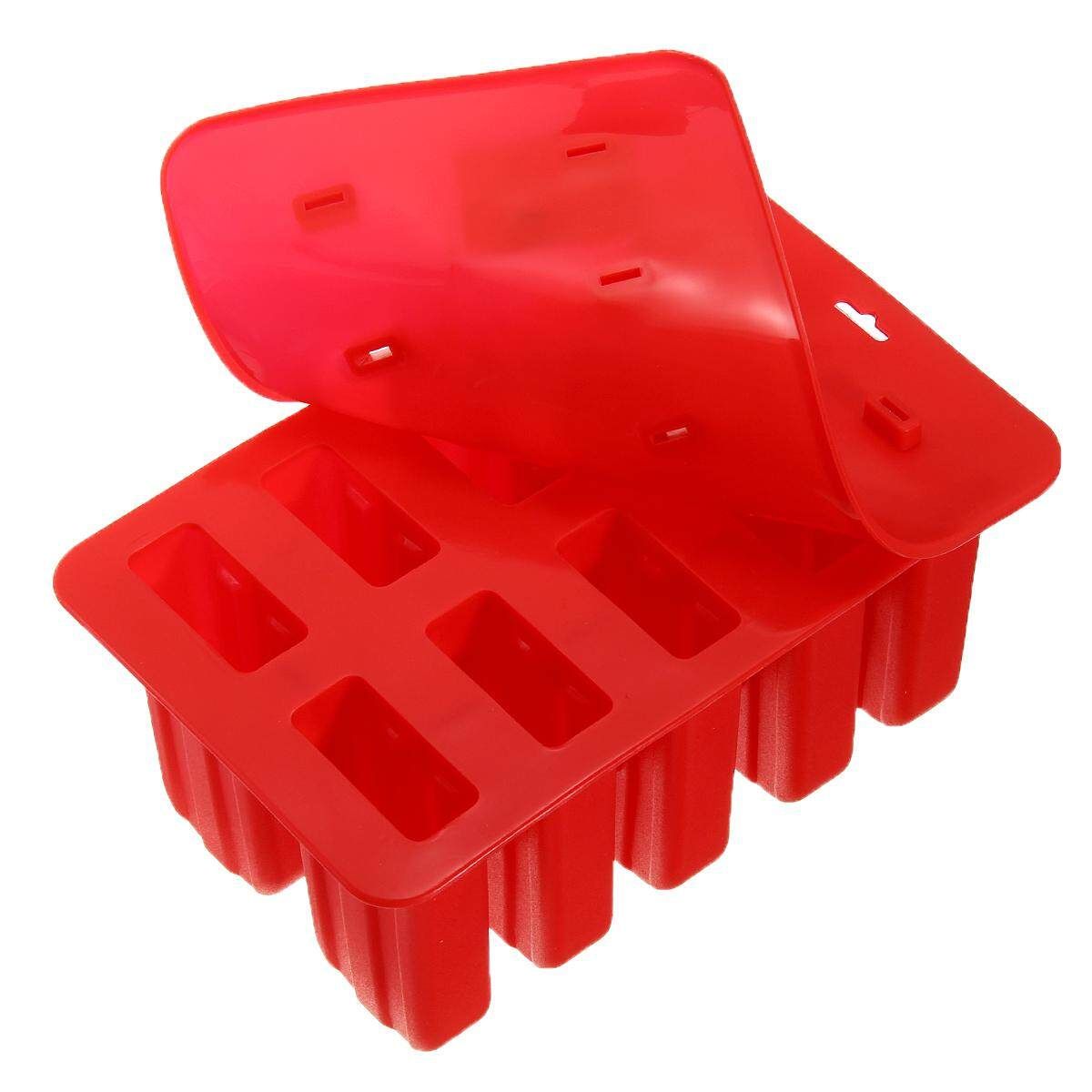 10 Cells Frozen Ice Lolly Juice Maker Mold Mould Popsicle Yogurt Ice Red