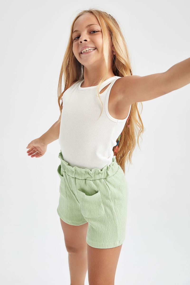 Girl - Short Knitted Bottom Short - Green