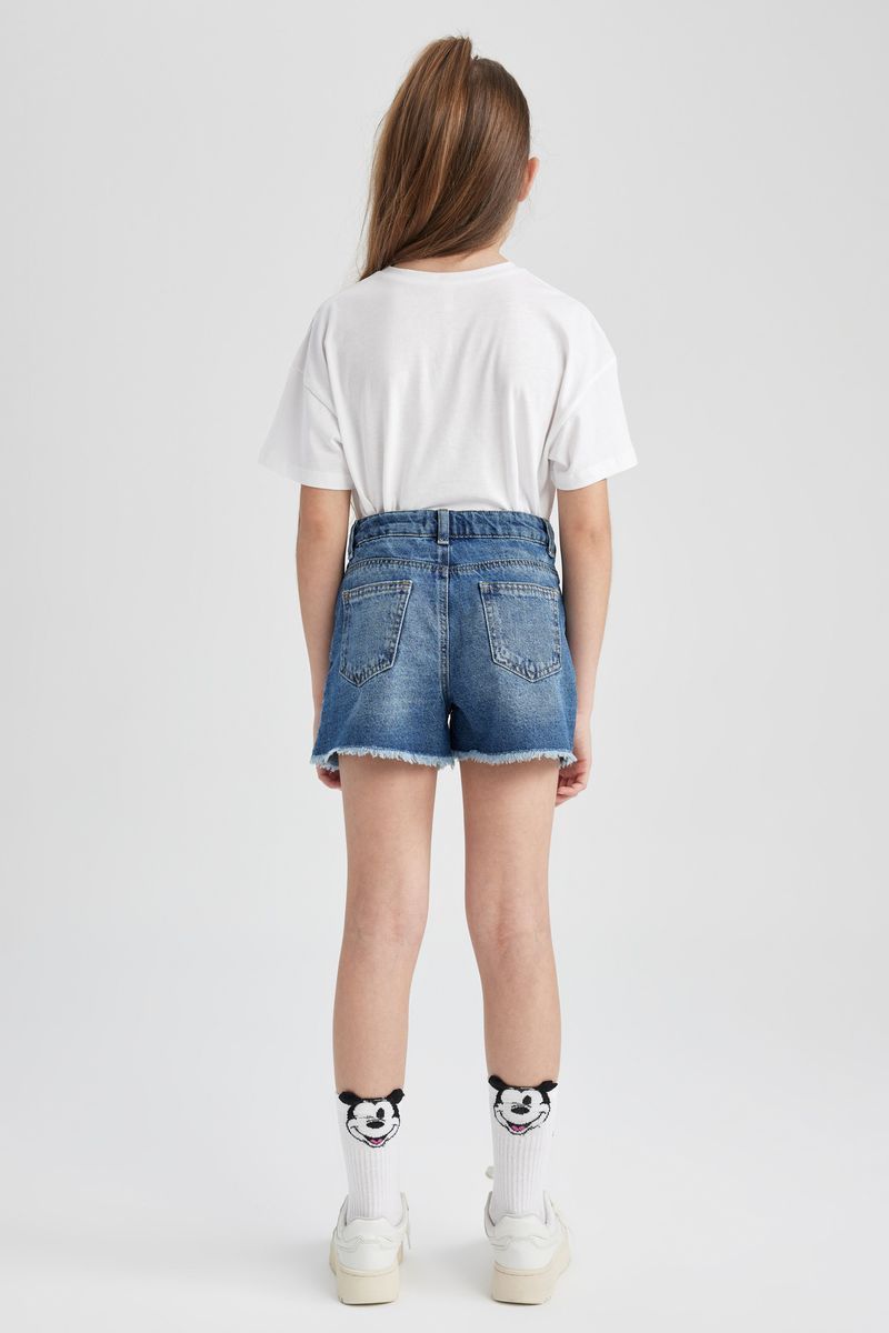 Girl Casual Mom Fit Denim Short - Blue