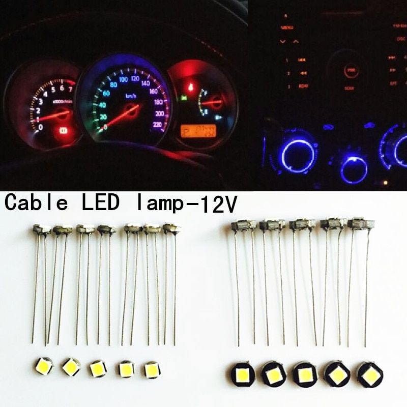 10 Pcs T3 T4 T4.7 T5 Led Car Dashboard Light Instrument Automobile Door Wedge Gauge Reading Lamp