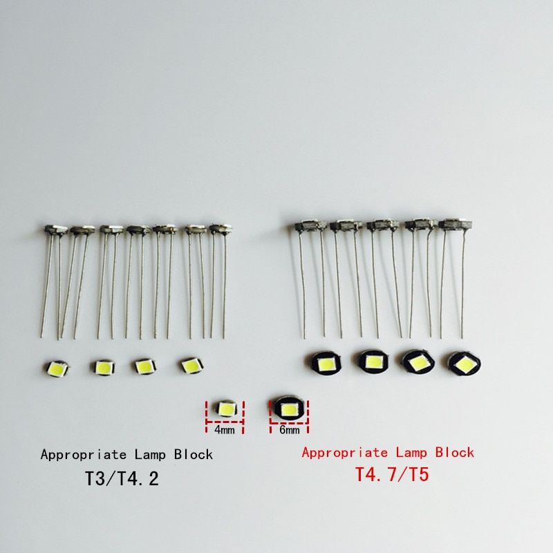 10 Pcs T3 T4 T4.7 T5 Led Car Dashboard Light Instrument Automobile Door Wedge Gauge Reading Lamp