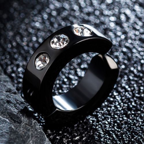 Trendy Ear Clip Simple Rhinestone Earrings Men And Women Black Ear Jewelry