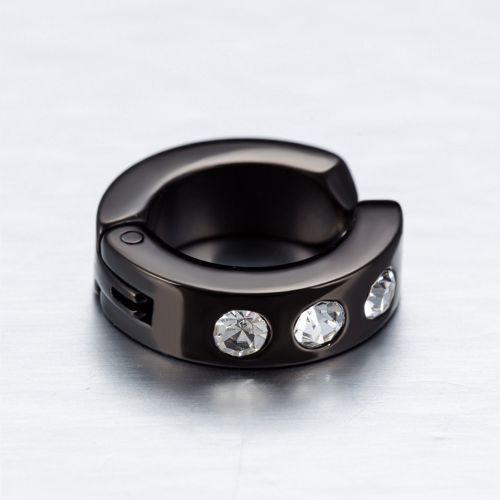 Trendy Ear Clip Simple Rhinestone Earrings Men And Women Black Ear Jewelry