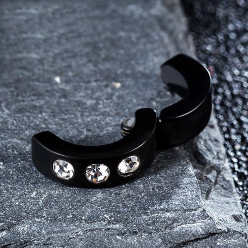 Trendy Ear Clip Simple Rhinestone Earrings Men And Women Black Ear Jewelry