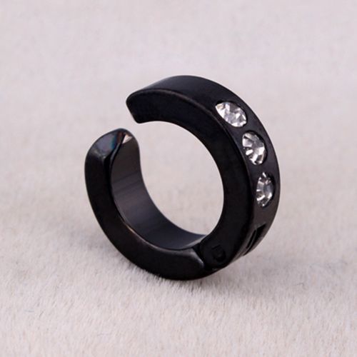 Trendy Ear Clip Simple Rhinestone Earrings Men And Women Black Ear Jewelry