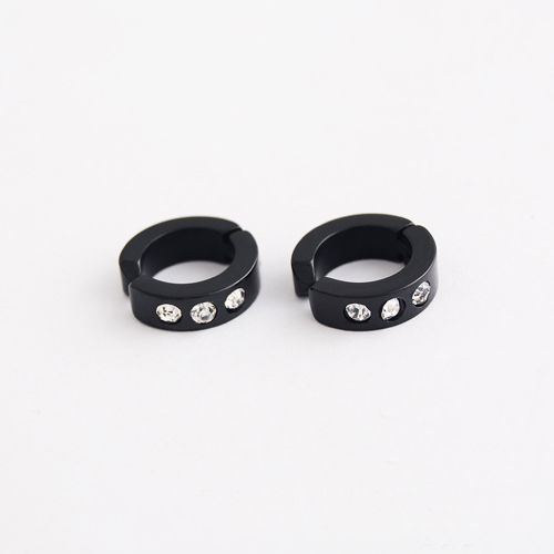 Trendy Ear Clip Simple Rhinestone Earrings Men And Women Black Ear Jewelry
