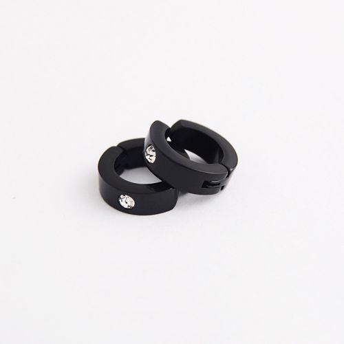 Trendy Ear Clip Simple Rhinestone Earrings Men And Women Black Ear Jewelry
